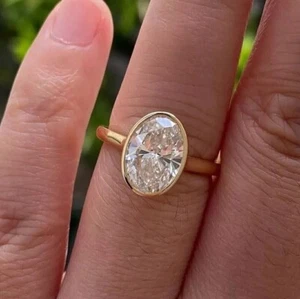 2 Ct Oval Cut Lab-Created Moissanite Women Engagement Ring 14k Yellow Gold Over - Picture 1 of 1