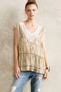 Anthropologie Lemon Balm Top by One September - Sz XS, S (Yellow Motif) - Picture 1 of 15