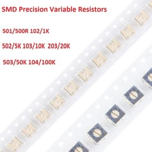 3314J SMD Precision Variable Resistors Trimmer Potentiometer 500 Ohm to 100K Ohm - Picture 1 of 3