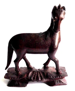 Wood Horse Hand Carved on Stand Vintage Lot #7 - Picture 1 of 6