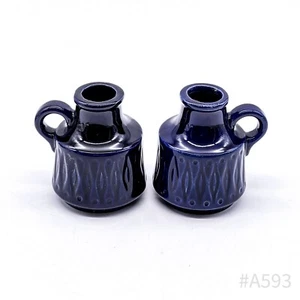 2er Set Ceramic Vase With Henkel Scheurich 410-7 W.Germany Blue 5 X 6,5 CM - Picture 1 of 24