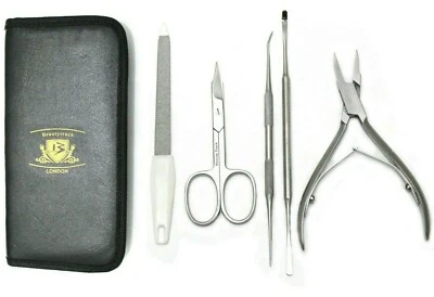 BEAUTYTRACK Juego de cortaúñas cortaúñas - Podología pedicura 5 piezas - Resistente para uñas gruesas