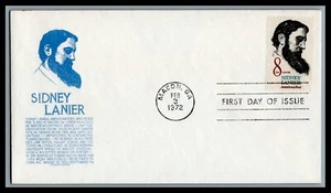 US FDC # 1446 8c Sidney Lanier Anderson S Cancel 1972, 9c730 - Picture 1 of 1