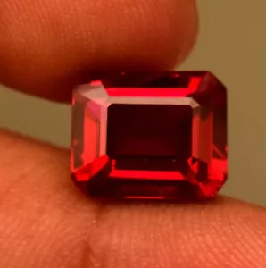 Mozambique Red Ruby Emerald Cut 6.80 Ct Loose Gemstone Lab-Created - Picture 1 of 6