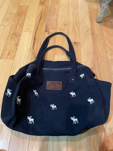 Vintage Abercrombie & Fitch Duffle/Travel Bag Navy With White  Moose Stitching - Picture 1 of 7