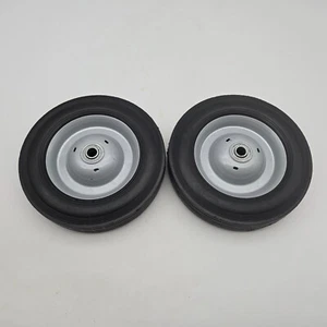 Solid Rubber Tire Steel Wheels 8 x 1.75 Hand Truck Wheel Barrow 1/2 Hub Hole 2PK - Picture 1 of 11