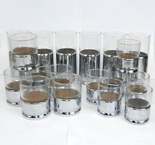 Hellerware Drinking Glasses Chrome Bottom 6 each- 5,6, & 10 oz Sizes  T56