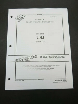 1945-49 AAF - AF Piper L-4 L-4J Cub Pilot's Aircraft Flight Manual de operación Foto 1 de 4