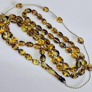 📿Bernsteinperlen Rosenkranz BERNSTEIN ROSENKRANZ Misbah Tasbih 66 Olive Amber Perlen 28gramm📿 - Bild 1 von 24