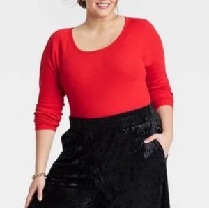 Women’s A New Day Long Sleeve Ultra Soft Scoop Neck Bodysuit Red 3X NWT - Picture 1 of 8