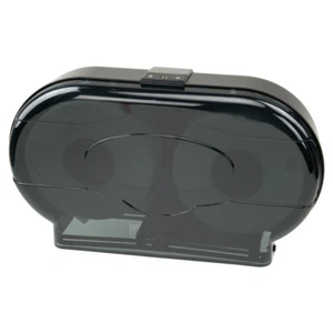 Janitorial Restroom Toilet Paper Dispenser Plastic Double Rolls Black 9 1/2 Inch - Picture 1 of 1