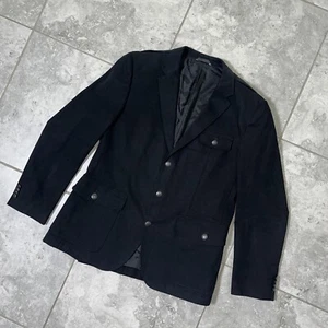 Hugo Boss Military Button Blazer Jacket Sport Coat Single Breasted Black Mens 46 - Picture 1 of 20