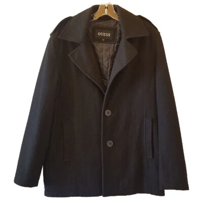 ВИНТАЖНЫЙ Guess однобортный шерсти пальто женщин средний черный  - Изображение 1 из 4