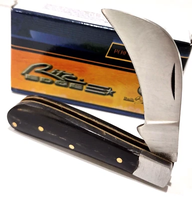 RITE-EDGE Little Hawkbill Smooth Black Bone Handles Pruning Folding Pocket Knife - Image 1 of 4