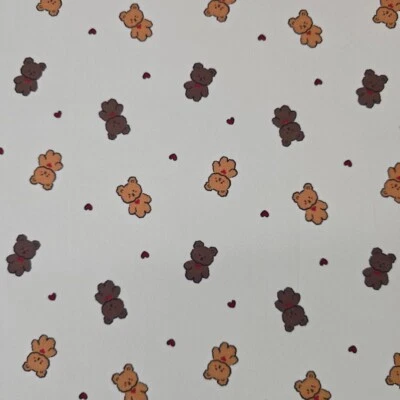 Cookie Bear Petite Teddy Bear Patterned Fabric made in Korea by the Yard - Image 1 of 4