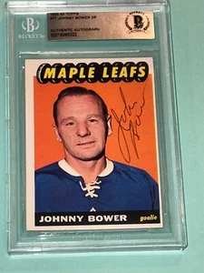 Carta TOPPS firmata JOHNNY BOWER DP 1965-66 #77 Beckett BAS - Foto 1 di 2
