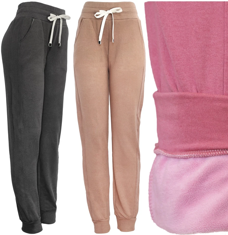 Women's Brushed Cotton Winter Fleece Lined Pants Thick Winter Jogger Sweatpants - Image 1 of 1