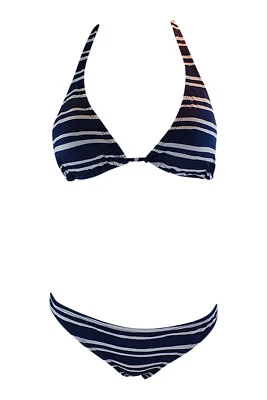 PILY Q Nautical Stripe Halter Neck Bikini (Reino Unido 10/12) Foto 1 de 4
