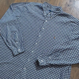 Ralph Lauren Shirt Mens 3XLT Blue Check Plaid Button Up Classic Fit Cotton Pony - Picture 1 of 9