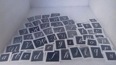 75 x Plantilla de mayúsculas y minúsculas pequeñas (mezcla) para grabar alfabeto de vidrio