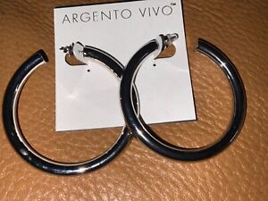 ARGENTO VIVO 2” Hoop Earrings Silver Tone Plated Brass NWT ma