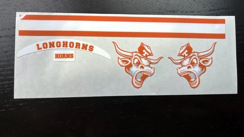 Texas Longhorns "Bevo" Mini Football Helmet Decal Set Cover