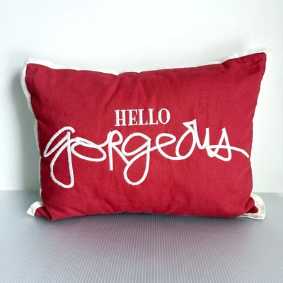 Pottery Barn Hello Gorgeous Boudoir Decorative Throw Pillow with Insert 12x16 - Image 1 of 4
