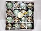 16pc Christmas Coastal Mint Aqua Sage Green Gold Glitter Plastic Ornaments 3"