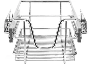 Kitchen Pull Out Storage Baskets Chrome Soft Close 19.5W x 44D x 14H Set of 2 - Picture 1 of 9