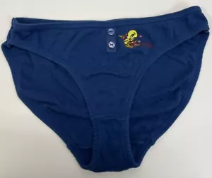 Vintage 1998 Looney Tunes Tweety Bird Cotton Blend Soft Bikini Panties Blue Sz6 - Picture 1 of 11