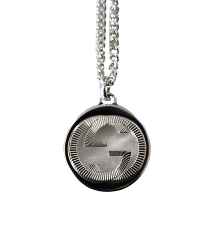 ️ NUOVA Collana con Ciondolo ARGENTO STERLING 925 ORIGINALE GUCCI INTERLOCKING G LOGO