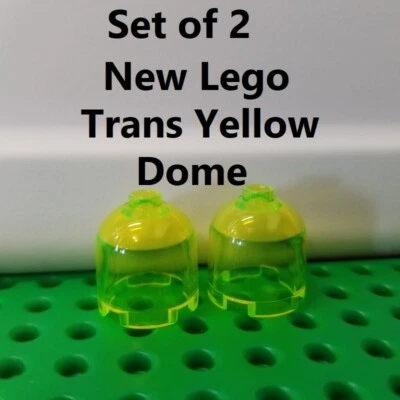 LEGO Neon Yellow Green Dome Lot of 2 BRIGHT Clear Minifigure Scientist Lab Space - Image 1 of 2