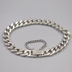 Pure S925 Sterling Silver Chain Men 8mm Curb Adjust Link Bracelet 34-35g 7.5inch - Picture 1 of 4