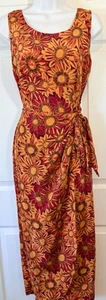 Vintage Y2K Spenser Jeremy 100% Silk Floral Sunflower Wrap Dress Size 4 - Picture 1 of 7