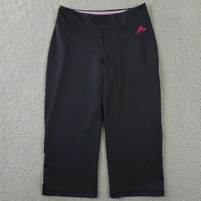 Adidas Pants Womens Small Gray Purple Capri Pull On Active Gym Stretch Wide Leg - Image 1 of 4