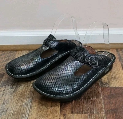 Zuecos Alegria Clásicos Brillantes Serpiente Cuero Texturizado ALG-715 Talla 9.5 EU 40 Foto 1 de 4