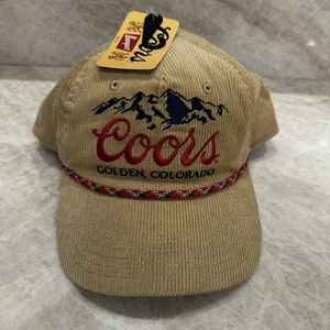 Sombrero trasero a presión de malla de camionero de pana tostada COORS dorado, color tostado vintage OSFM NUEVO - Imagen 1 de 17