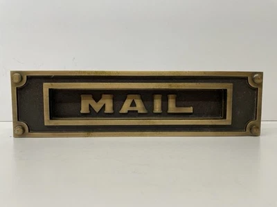 New Large Bronze Mail, Newspape. Door Slot/ Drop Fits Doors 1  1/4-1  3/4" Thick - Image 1 of 4