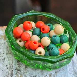 20 perline vetro opaco sfuse color verde corallo e sabbia vintage distanziatore 6 mm - Foto 1 di 4