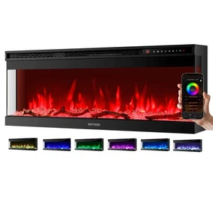 Chimenea eléctrica con calefactor ventilador estufa efecto llama negro calefacción eléctrica - Imagen 1 de 8