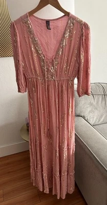 Maxi Vestido Anthropologie Me 2 Magic Bohemio Rosa Lentejuelas Festival Fairye Talla M Foto 1 de 4