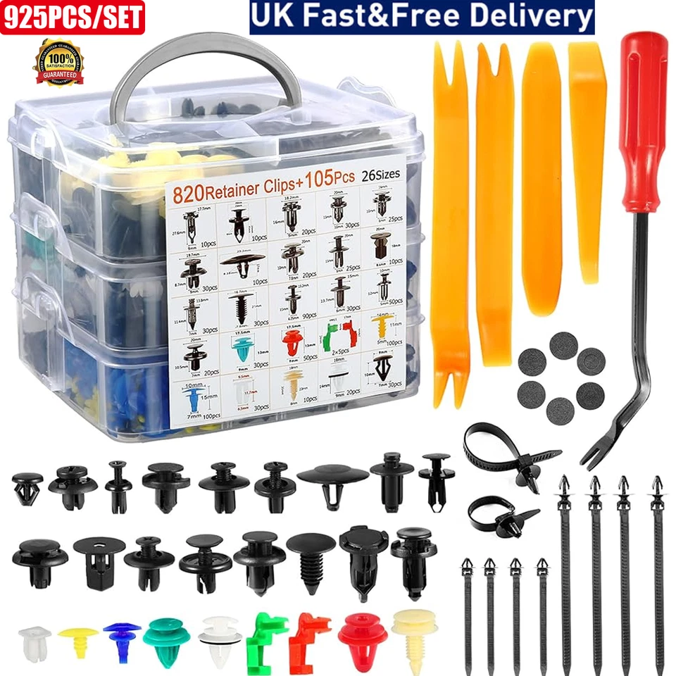 925pcs Universal Car Fasteners Trim Clips Bumper Body Panel Retainers Push Pins - Image 1 of 4