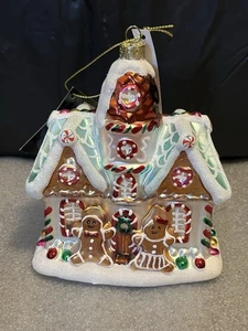 Robert Stanley Gingerbread House Christmas Glass Ornament - Large - Picture 1 of 6