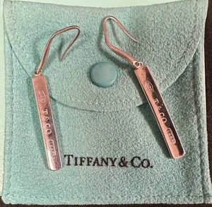 Tiffany&Co 1837 Bar Earrings in Sterling Silver with Box & Pouch - Picture 1 of 6