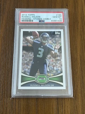 Fútbol americano Topps Russell Wilson #165 2012 novato radiocontrol Seahawks PSA 10 gemas como nuevo Foto 1 de 2