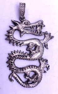 Vintage Large sterling silver ornate dragon pendant signed BP - Picture 1 of 6