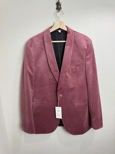 Marks & Spencer Pink Velvet Blazer Mens Size 42 Long Luxury Wedding - Picture 1 of 10