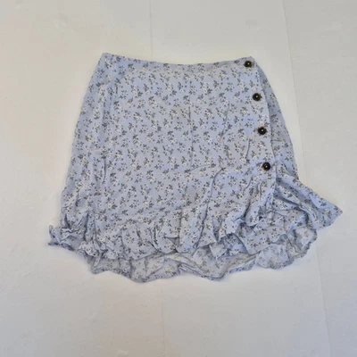 HOLLISTER Skirt Small 8 10 Blue Women's Floral Ruffle Ultra High-Rise Summer - Image 1 of 4