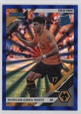 2019 Panini Chronicles Press Proof Blue Laser /75 Morgan Gibbs-White Rookie RC - Image 1 of 2