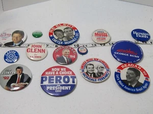 OLD LOT OF 14 POLITICAL PINS REGAN CARTER BUSH PINBACK HAT JACKET PIN BUTTON - Picture 1 of 5